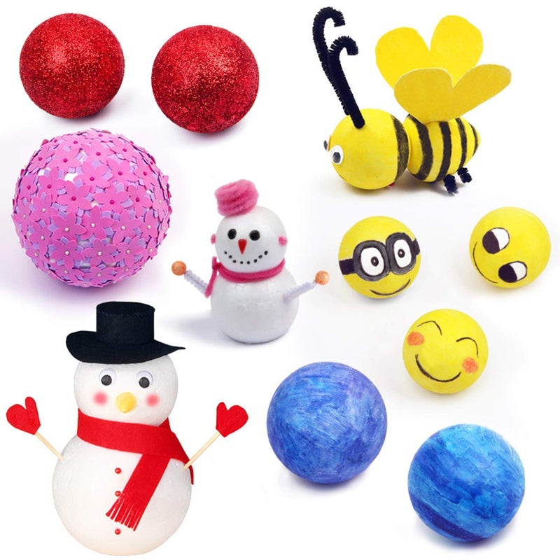 Crafare 15pc 3 Inch Craft Foam Balls Polystyrene Arts Decoration Balls for Holiday Christmas Household School Modeling Science Projects - Image 4